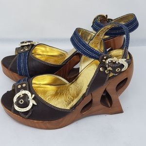 APPLE BOTTOM  DENIM SANDALS